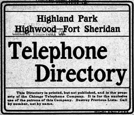 Highland Park Telephone Directories, 1908-1913